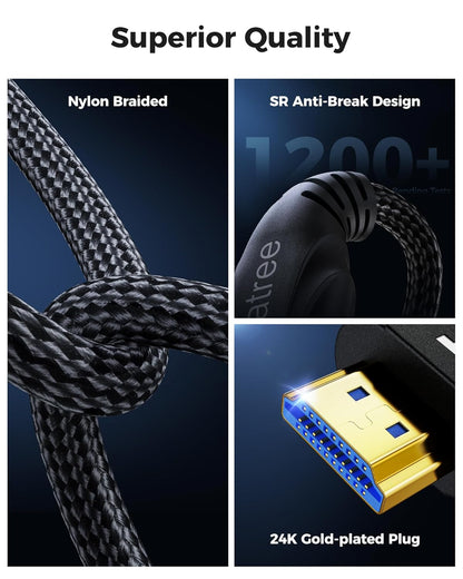 Short HDMI Cable 1FT - 8K High Speed HDMI Cable,48Gbps,8K 60hz,4K 120hz,Braided,eARC - Compatible for HDTV/PS5/PS4/Blu-ray