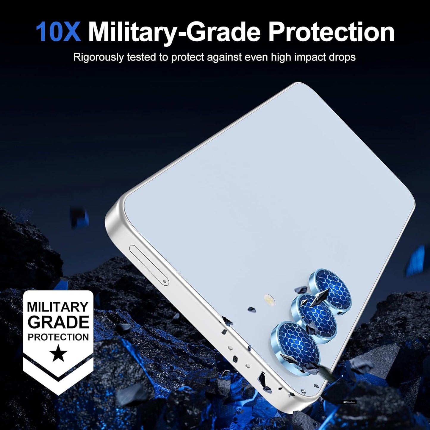 for Samsung Galaxy S24 FE Camera Lens Protector, Individual Metal Ring Tempered Glass Lens Cover, [Strong Adsorption] Scratch Resistant Ultra-Thin HD Clear Lens Cover, 1 Set-Blue Ring