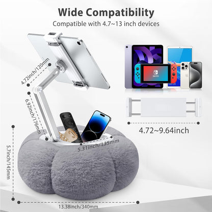 CreaDream Pumpkin Tablet Pillow Stand Holder for Kindle iPad, Adjustable Phone Pillow Stand for Lap Bed with Detachable Snack Bowl, Compatible with 4.7"-13" Tablet, iPad, iPhone, Samsung Tabs, Kindle