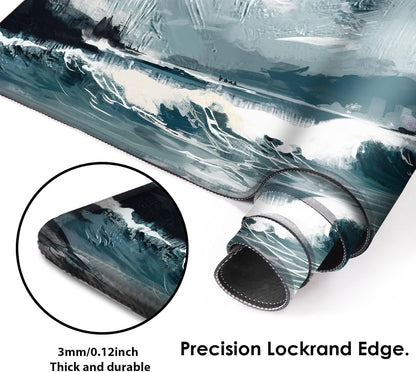 Galdas Gaming Mouse Pad XXL XL Large Long Extended Big Mousepad Non-Slip Rubber Keyboard Mouse Pad with Stitched Edges for Laptop Home Office (31.5x11.8x0.08 Inch) … (Ink Painting)