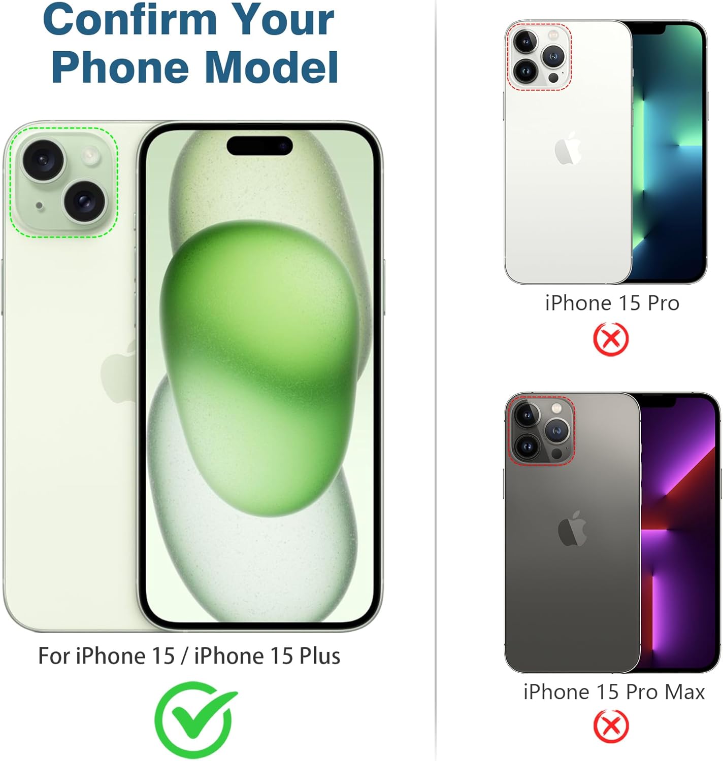 AGVEE 3+3 6 Pack for iPhone 15 6.1" / 15 Plus 6.7" Camera Lens Cover Protector, Metal Ring 9H Tempered HD Glass Camera Cover Protector Film, Green