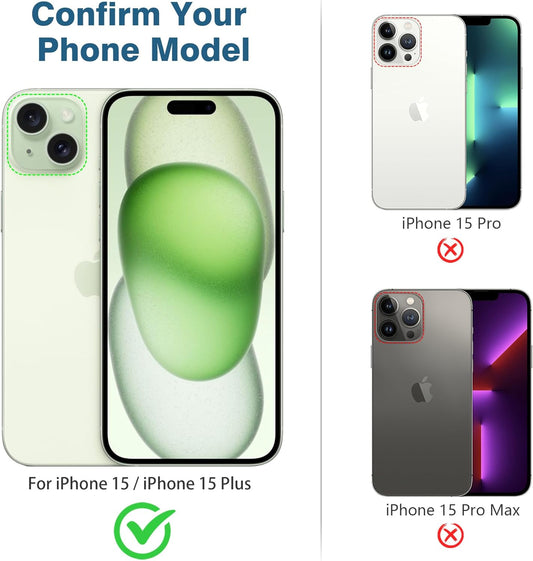 AGVEE 3+3 6 Pack for iPhone 15 6.1" / 15 Plus 6.7" Camera Lens Cover Protector, Metal Ring 9H Tempered HD Glass Camera Cover Protector Film, Green