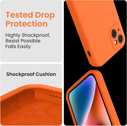 FireNova Designed for iPhone 13 Case, Silicone Upgraded [Camera Protection] Phone Case with [2 Screen Protectors], Soft Anti-Scratch Microfiber Lining Inside, 6.1 inch, Neon Orange