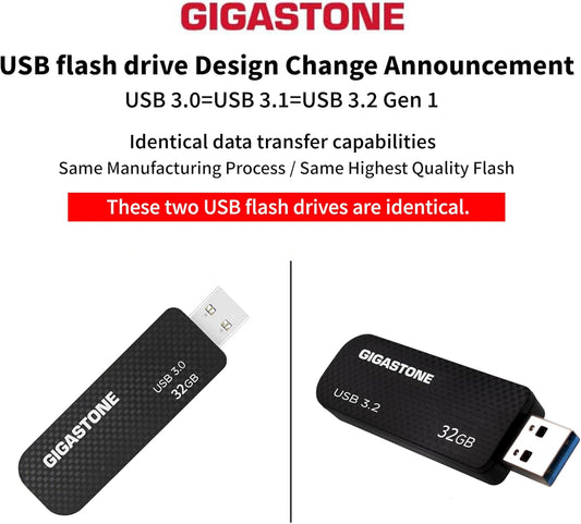 GIGASTONE 32GB Flash Drive (5 Pack) Z30 USB 3.2 Gen 1, 80MB/s Ultra Fast, Keychain Loop, Carbon Fiber Style, Push-Pull Design, Data Storage, Backup for PC/Mac/TV/Car, USB 2.0/3.0/3.1 Compatible