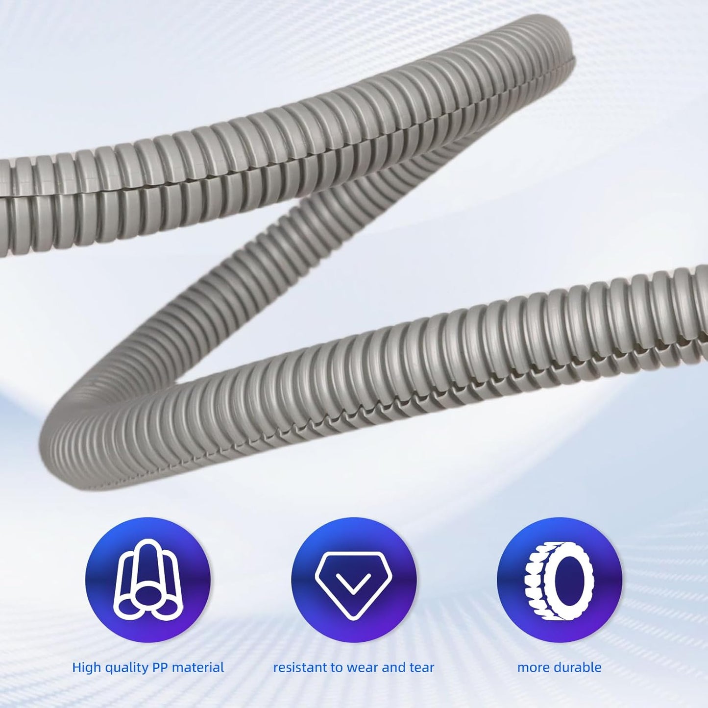 Split Wire Loom Tubing, 10,25ft Cord Protectors from Pets No Chew, Flexible Wire Covers Cord Protectors, Protective Split Cable Sleeve for Automotive Home Industrial Wires(Grey, 0.98inch-25ft)