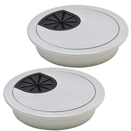 Desk Grommet 2-3/8" (60 mm), Desk Cord Hole Cover, Cable Grommet ABS Plastic, Desk Hole Grommet for Office and Home Table Cable, Detachable Cable Cord Organizer (Silver Sand 2 Pcs)