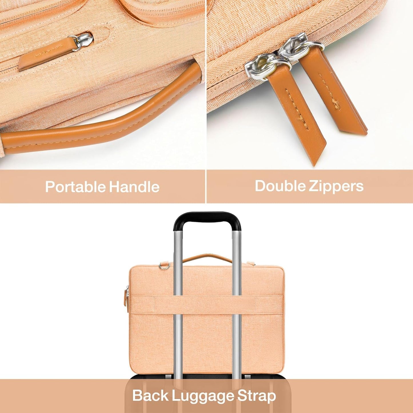 MOSISO 360 Protective Laptop Shoulder Bag,13-13.3 inch Computer Bag Compatible with MacBook, HP, Dell, Lenovo, Asus Notebook,Side Open Messenger Bag with 4 Zipper Pockets&Handle, Pastel Orange