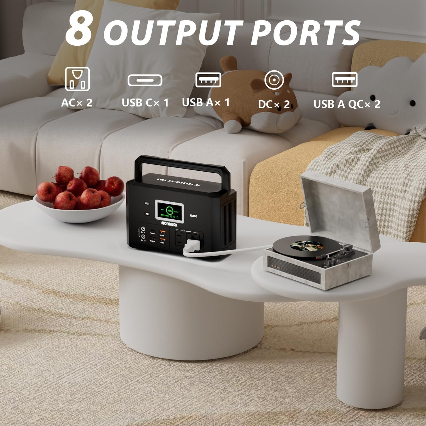 200W Portable Power Station (400W Peak), mormluck 118Wh Solar Generators with 110V/200W AC Outlet（NO SOLAR PANEL）, 32000mAh Lithium Battery for Home Backup, Outdoor Adventures, and RV Emergencies