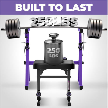 Liquid Stands Portable Heavy Duty Digital Piano Stand & Bench Set - Adjustable Keyboard Music Stand & Seat for 54-88 Key Electric Pianos (Purple)