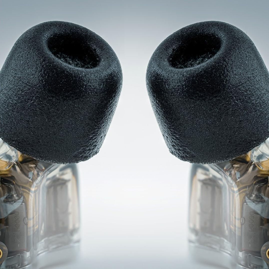 Comply 100 Core Series | Memory Foam Replacement IEM Ear Tips for Etymotic, Westone, Klipsch & More | Superior Noise Isolation, Ultimate Comfort, Secure Fit | Oval, Black, (S/M/L) (3 Pairs)