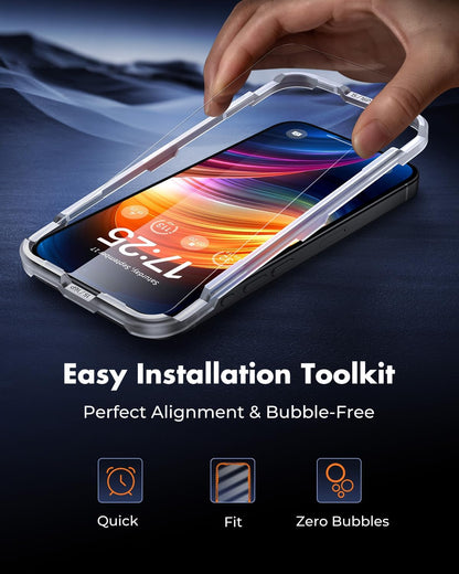 UNBREAKcable 2-Pack Screen Protector for iPhone 15/16, Double Shatterproof Tempered Glass [Easy Installation Frame] [9H Hardness] [99.99% HD Clear] [Case Friendly] for iPhone 6.1 inch