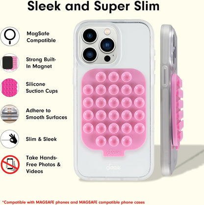 Sonix | Magnetic Silicone Suction Cup Phone Mount for iPhone | Compatible with MagSafe | Soft, Light Pink | Pink Rose
