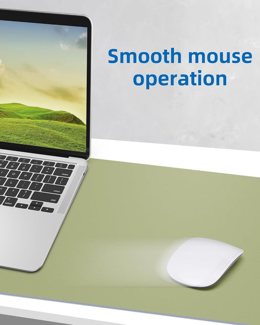 Leather Desk Pad Protector,Mouse Pad,Office Desk Mat, Non-Slip PU Leather Desk Blotter,Large Desk mat,Waterproof Keyboard mat for Office/Home/Decor (Olive Green,48" x 17")