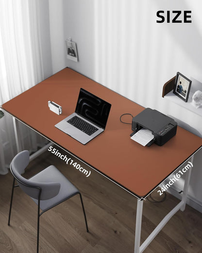 Large Desk Mat55 x24 - Premium Non-Slip Desk Pad, Waterproof and Scratch-Resistant Office Desk Protector, Large Desk pad Workspace Mat for Home and Office(Brown)