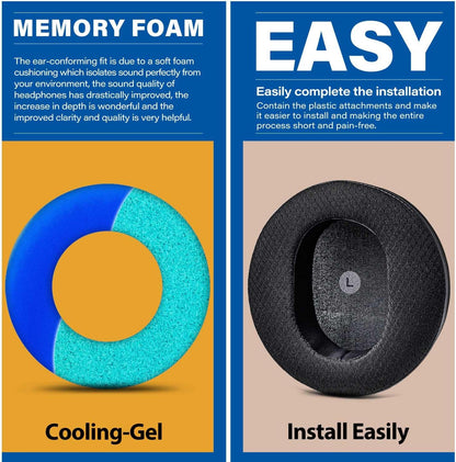 TRANSTEK Replacement Earpads Compatible with Audeze Maxwell Headphones, Maxwell Replacement Ear Cushion, Thickness and Noise Isolation Foam (Cooling Gel Mesh)