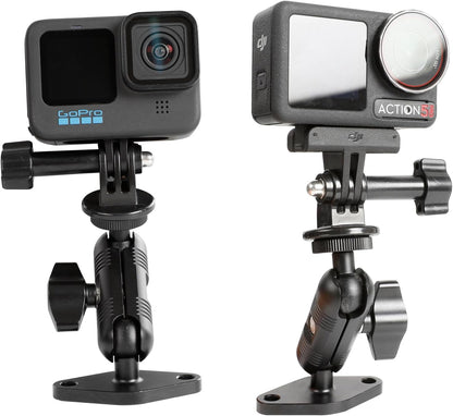 xik Metal 1/4"-20 Mount with Drill Plate Base for Monitors, Action Camera，CCTV Cameras, Camcorders, 360° Rotation Adjustable Camera Mount for Installation on Car Dashboard, Ceiling, and Walls