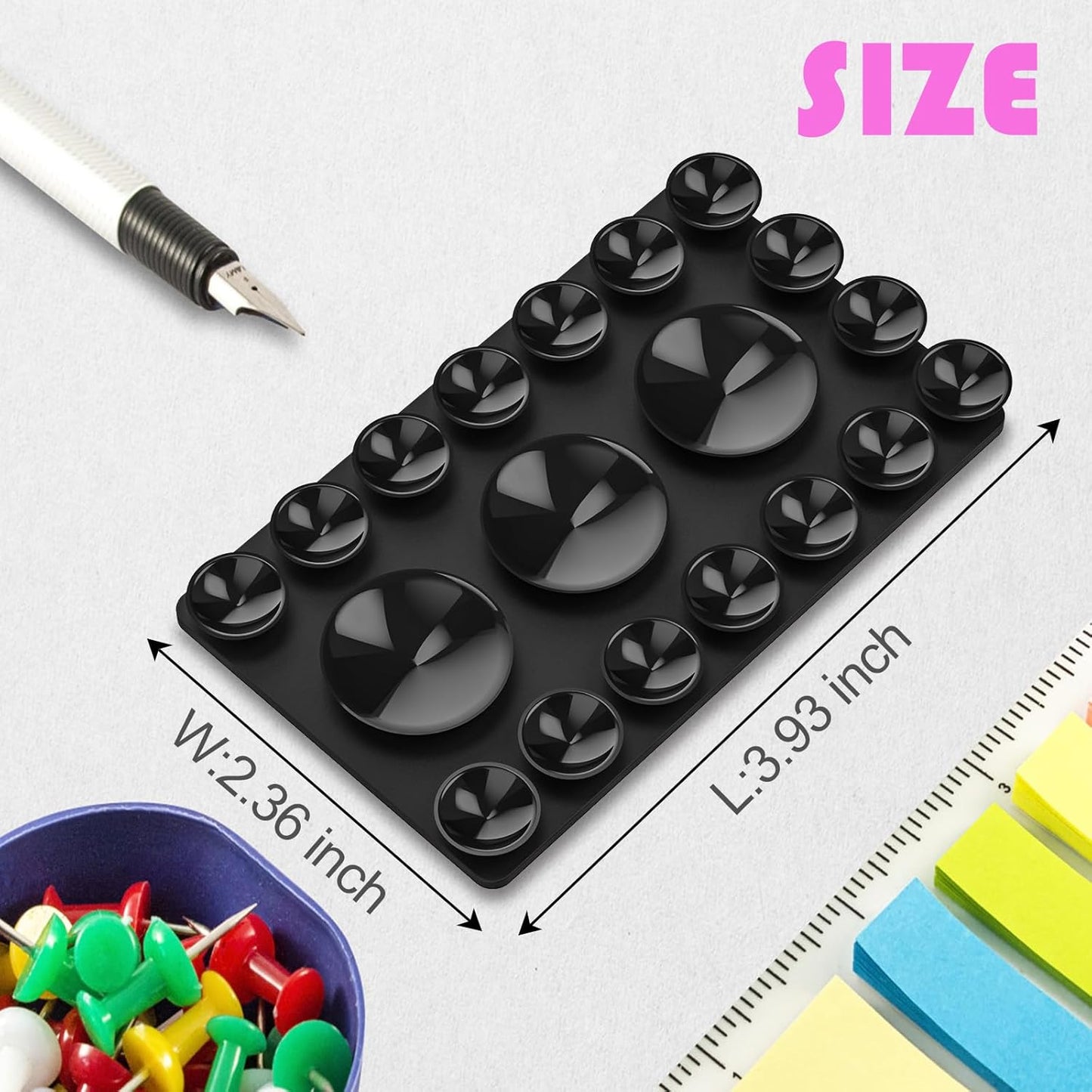 2024 Upgrade 2PCS Silicone Suction Cup Phone Case Adhesive Mount,Adhesive Grip, Sticky Suction Cup Phone Holder & Suction Phone case Holder TikTok & Selfies (Black, 3+16 Single Sided)
