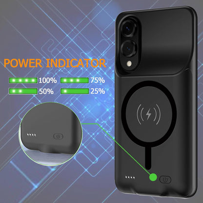 Battery Case for Galaxy S25 Edge, Upgraded 10000mAh Rechargeable Portable Extended Battery Pack Supported Qi Wireless Charging Case Compatible with Galaxy S25 Edge (6.7 inch) Charger Case (Black)