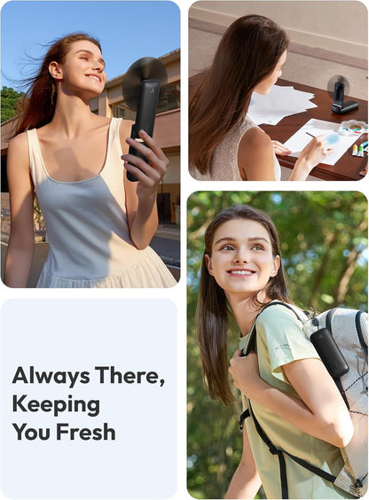 Aecooly Slim Portable Fan 2 Pack, Thin Handheld Fan, USB Rechargeable Mini Personal [24H Max Cooling Time], Battery Powered Small Foldable Pocket for Travel, Summer, Gifts for Women -Black