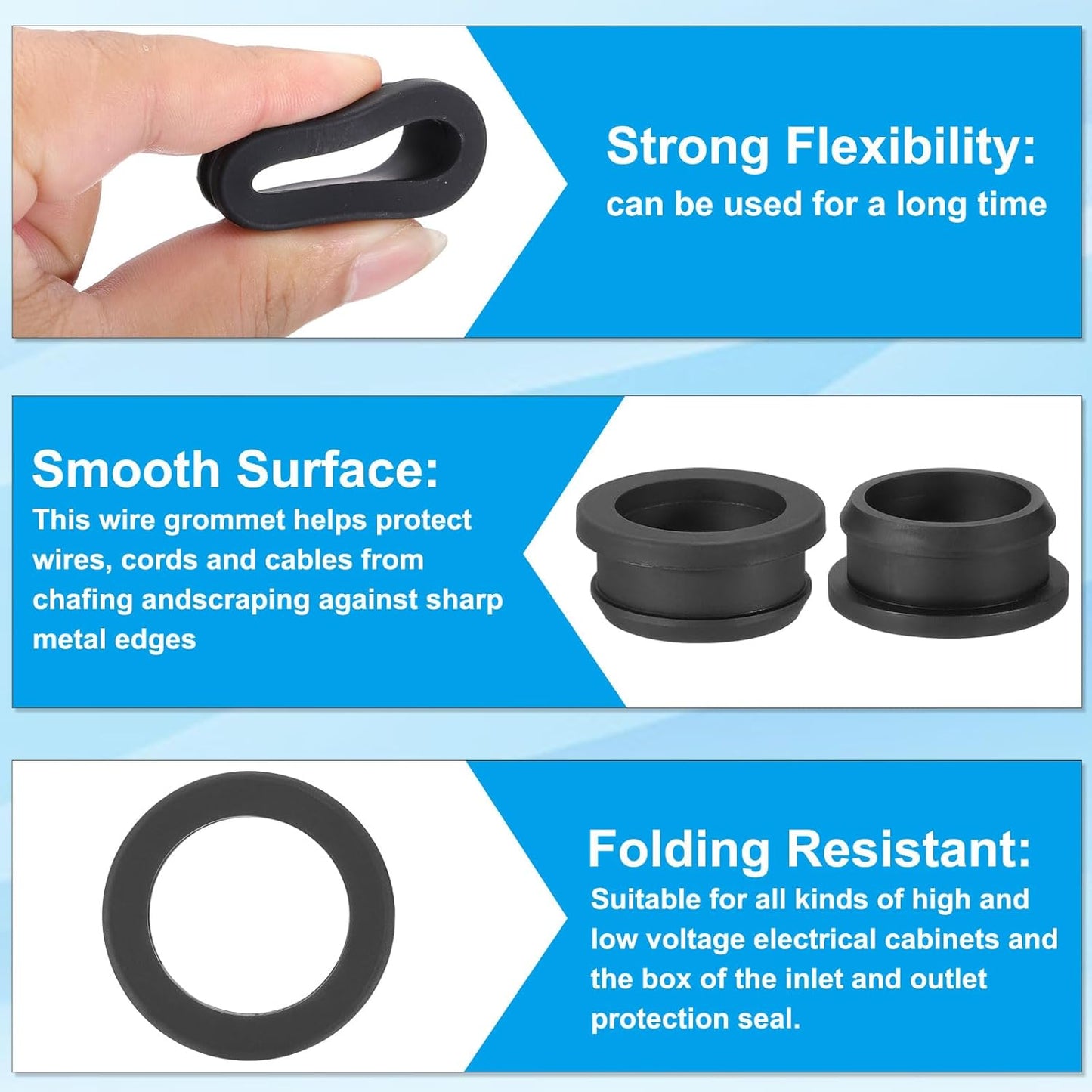 PATIKIL 32.6mm / 1-1/4 Inch Drill Hole,1 Inch ID Rubber Grommets, 3Pcs Top Hat Grommet for Wiring Eyelet Ring Gasket Automotive Firewall Cable Hole Plugs Wires Protection, Black