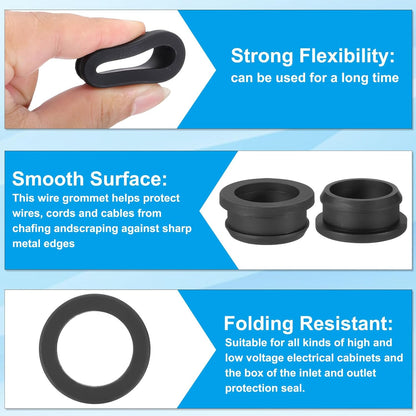 PATIKIL 32.6mm / 1-1/4 Inch Drill Hole,1 Inch ID Rubber Grommets, 3Pcs Top Hat Grommet for Wiring Eyelet Ring Gasket Automotive Firewall Cable Hole Plugs Wires Protection, Black