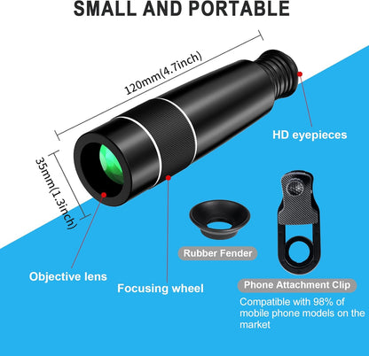 22X Long Focus Telephoto Phone Lens for iPhone and Android, Zoom Cellphone Camera Lens with Phone Clip for Picture Video Taking