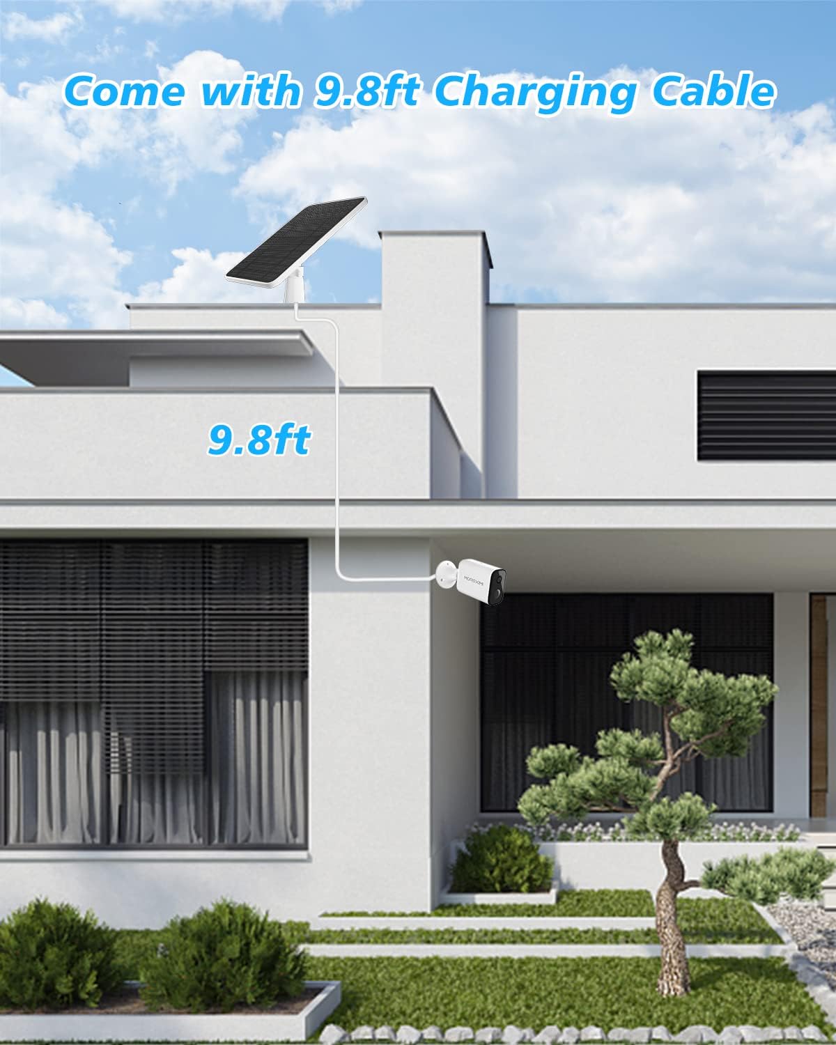 Solar Panel Charger Compatible with Arlo Pro 5S/Pro 4/Pro 3/Pro 3 Floodlight/Ultra/Ultra 2 Camera, 6V 4.5W Solar Panels Charging IP65 Weatherproof w/ 9.8ft Charging Cable Adjustable Wall Mount, 1 Pack