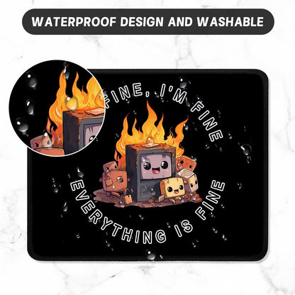 ITNRSIIET Mouse Pad with Stitched Edge Premium Textured Smooth Precise Operation Waterproof Washable Non-Slip Rubber Base Desktop Protection Mat, 10.2×8.3×0.12 inches, Funny Burning Box