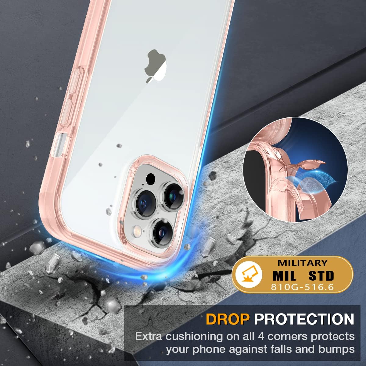 Miracase Glass Case for iPhone 13 Pro Max 6.7 inch, Upgrade Full-Body Clear Bumper Case with Built-in 9H Tempered Glass Screen Protector for iPhone 13 Pro Max, Clear Pink