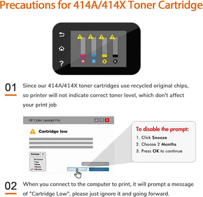 414x Toner Cartridges 4 Pack High Yield Replacement for HP 414x Toner 414a W2020x Compatible with HP Color Laserjet Pro MFP M479fdw M479fdn M454dw M454dn M480f Printer