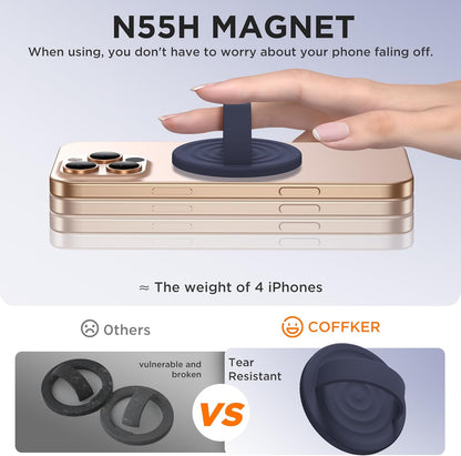 Magnetic Phone Ring Grip Holder, Silicone Finger Loop Grip, Compatible with MasSafe, Back of Phone for iPhone Pro Max/Plus/16/15/15/14/13/12 Series, Midnight Blue
