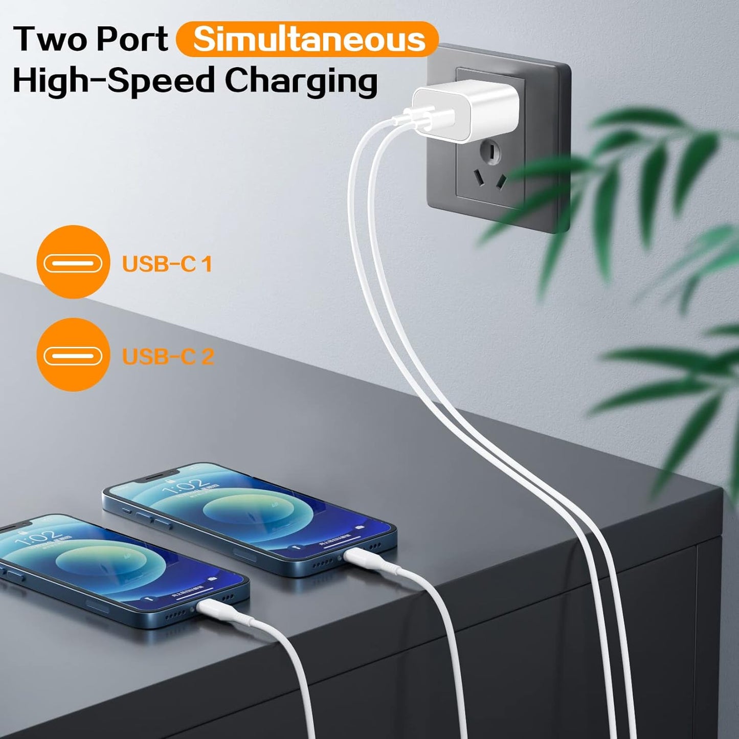 Super Fast iPhone Charger,Dual Port USB C iPhone Charger Fast Charging Block,3Pack Double Type C Wall Power Delivery Adapter,6Pack Quick USB C to Lightning Cable for iPhone 14 Pro/13/12/11/MiNi/XS/XR