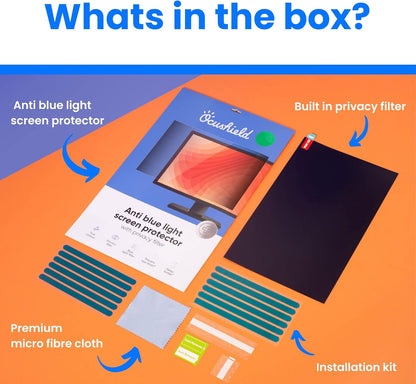 Ocushield 13.3” (16:10) Anti Blue Light Screen Protector with Privacy Filter for Laptops and Computer Monitors - Anti-Glare - Easy Install - Anti-Fatigue (287 x 179 mm)