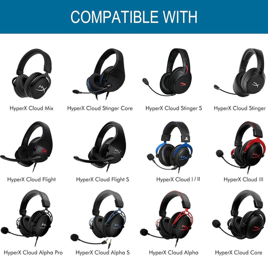 GVOEARS Cooling Gel Replacement Ear Pads for HyperX Cloud 1/2/3/Pro/Core/Alpha/Alpha S/Alpha Pro/Flight/Flight S/Stinger/Stinger S, CloudX Stinger Headset and More, Breathable Ice Silk Fabric - Black