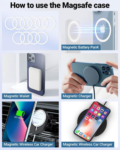 for Magsafe Ring 10PCS-Ultra Thin(0.4mm)-Universal Metal Rings Sticker Compatible with iPhone 15 Pro Max,15 Pro,15/14/13/12 Series,Samsung Galaxy,Google Pixel Series - White