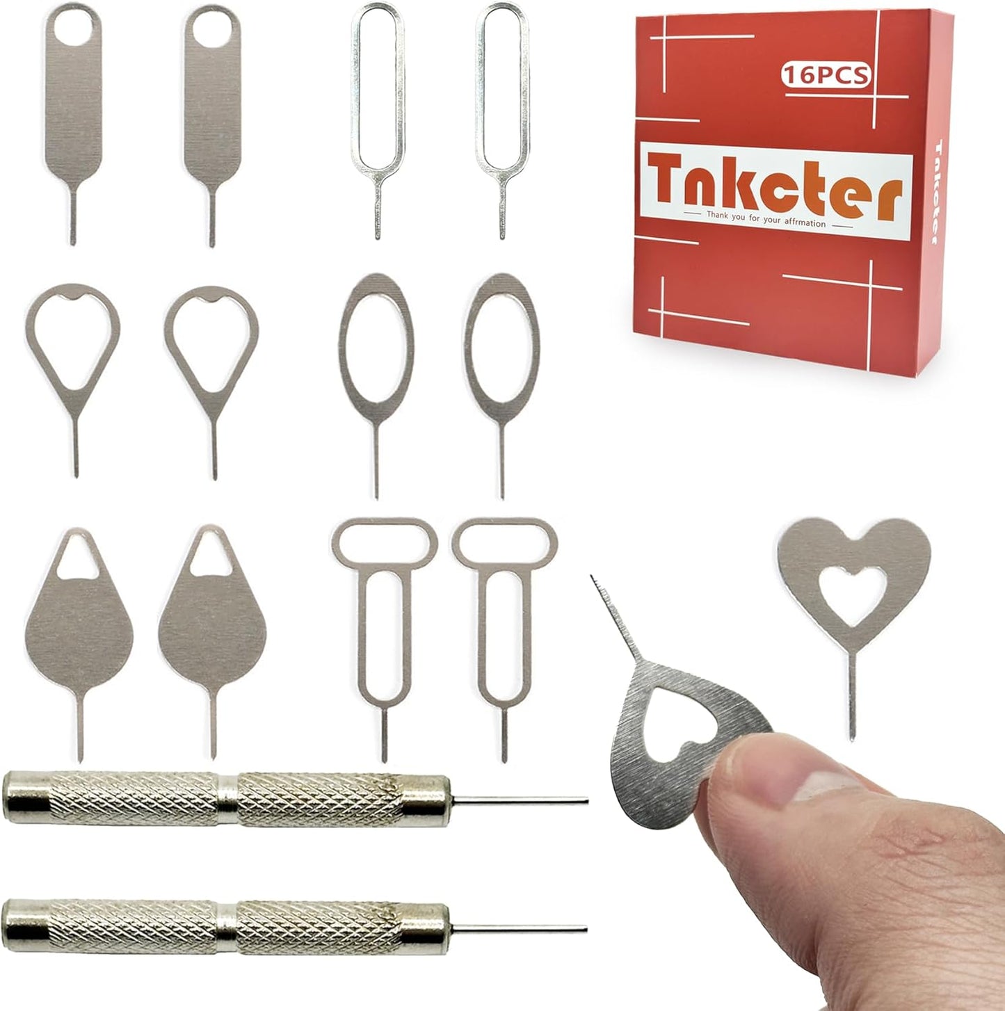 SIM Card Tool Kit with Eject Pins 16 Pcs Tray Openers Needle Ejector for All iPhone iPad Samsung Galaxy Smartphones & Smart Watch Link Remover Tnkcter