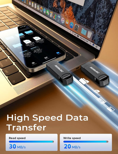 256GB Flash Drive Intended for iPhone, Memory Stick Storage Files Photos Videos Backup, Compatible with iPhone iPad Android PC, Plug and Play, No Application Required (Metal Gray)