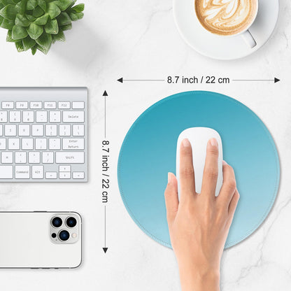 ITNRSIIET Mouse Pad Non-Slip Rubber Base Smooth Surface Stitched Edges Waterproof Durable Compatible with All Mice for Office & Gaming, Desk Accessory, Diameter 8.7 inch, Aqua Gradient