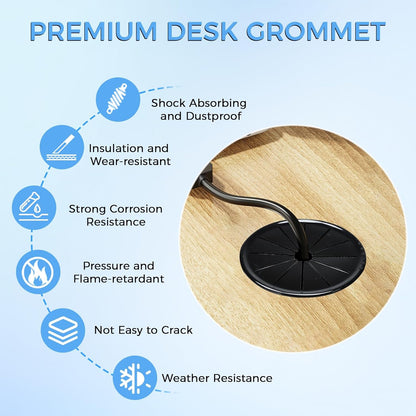 25 Pcs Cable Grommet, Snap Bushing 1" (25 mm) Mounting Diameter, Flexible Petal-Shaped Buckle Round Nylon Desk Grommet for Wires Through Countertop Cord Organizer and Protection, Black