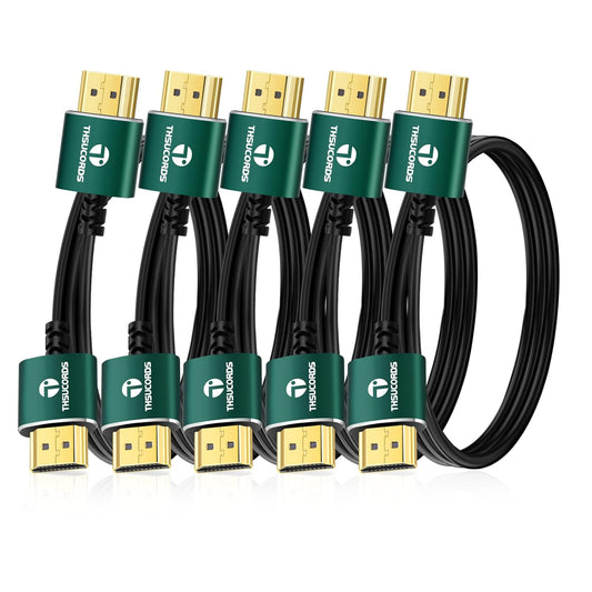 Slim HDMI Cables 6.6FT 5Pack, Ultra Soft & Thin HDMI to HDMI Cord, Extreme Flexible & Skinny HDMI Wire Supports High Speed 4K@60Hz 18gbps 2160p 1080p