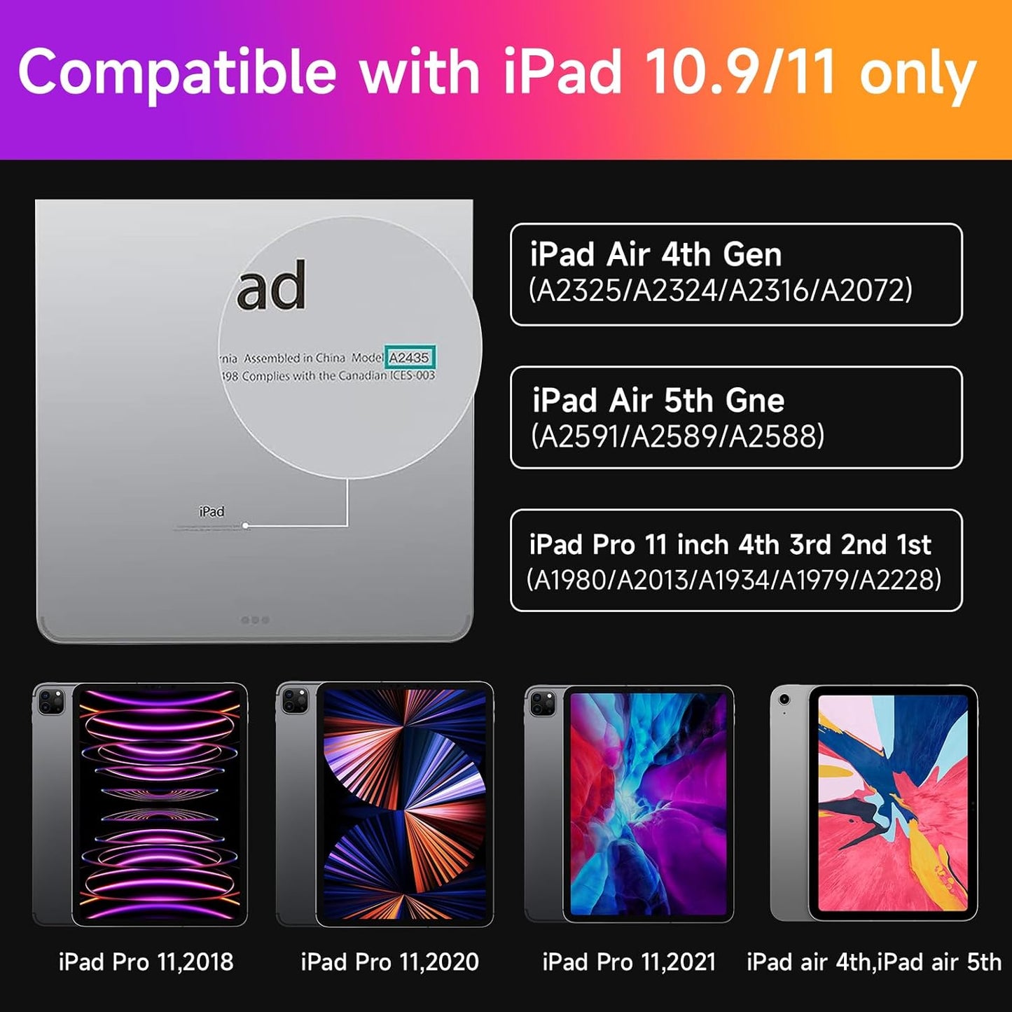 HOU Keyboard Case for iPad Air 11 inch 2025 (M3)/2024 (M2)&iPad Pro 11 Inch(4th/3rd/2nd/1st) Gen 2022,iPad Air 5th&4th Generation Case with Keyboard,Magic-Stand, Multi-Touch Trackpad,Backlight,Green