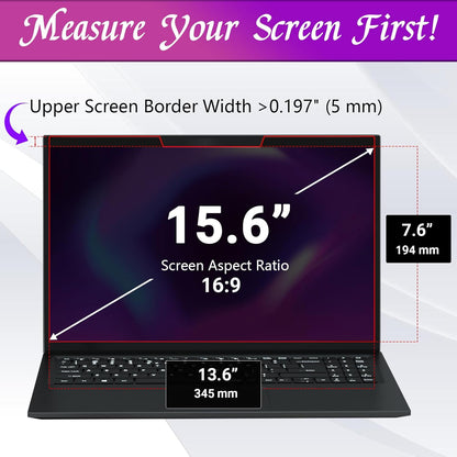PYS Magnetic Laptop Privacy Screen Filter 15.6 Inch 16:9 - Detachable Computer Screen Privacy Shield, Anti-Glare Blue Light, Removable 15.6" Screen Protector for Lenovo, HP, Dell, Acer, ASUS