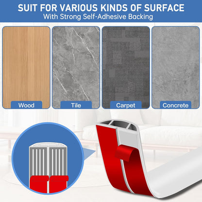 Floor Cord Cover Self Adhesive Cord Hider Floor Extension Cord Covers for Floor Power Cord Protector Cable Management Prevent Cable Trips Cable Cavity 0.59" W x 0.31" H (White, 20Ft)