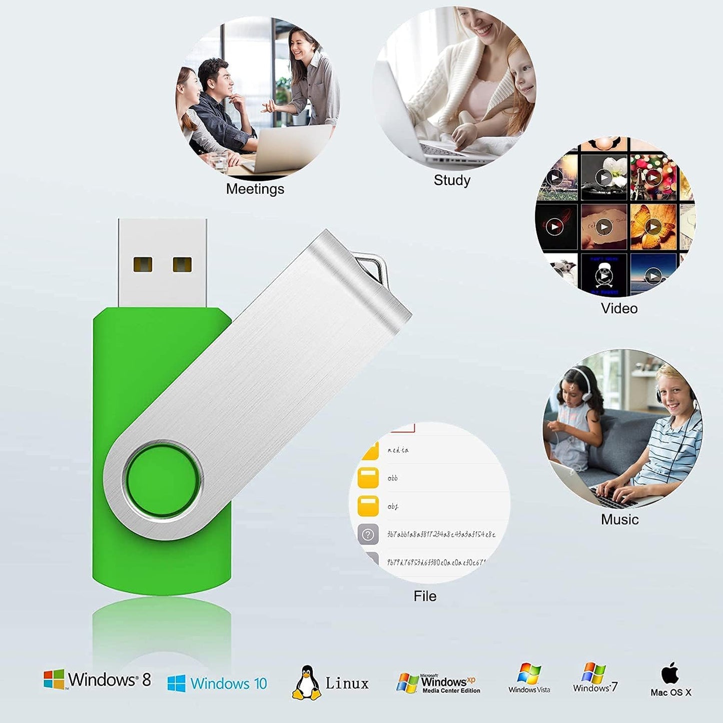 KOOTION 5 Pack 64GB USB 2.0 Flash Drive Thumb Drives - Mixed Color