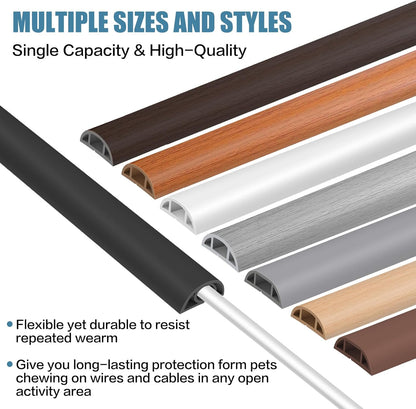 Floor Cord Covers for Wires 6FT Cable Hider Wire Cover Self Adhesive Cord Hider Floor for Offices, Homes, Workshops, Warehouses Cable Cavity 0.3" W x 0.3" H