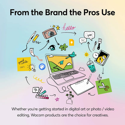 Wacom Intuos Small Graphics Drawing Tablet, includes Training & Software; 4 Customizable ExpressKeys Compatible With Chromebook Mac Android & Windows, photo/video editing, design & education,Black