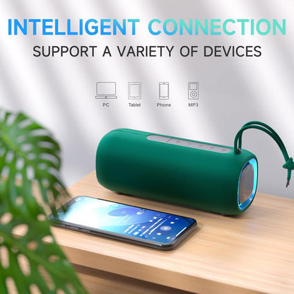 Portable Bluetooth Speaker, Wireless Bluetooth Speaker with Clear Loud Stereo Sound, IPX5 Waterproof Speakers with RGB Lights, BT5.3, Long Playtime, TWS Pairing for Home Outdoor Party Beach Travel