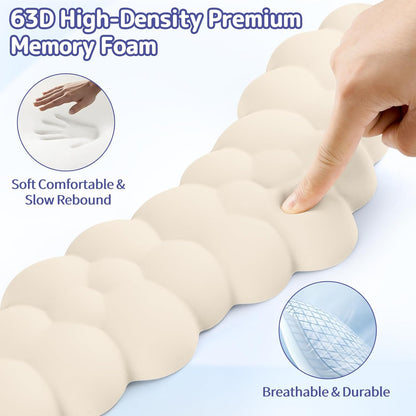 Cloud Wrist Rest for Keyboard and Mouse, Memory Foam PU Leather Keyboard Wrist Rest with Ergonomic Support, Non-Slip Base, Cute Arm Rest Pad & Palm Cushion, Office Desk Accessory, Beige