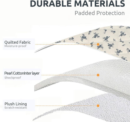 Puffy Laptop Sleeve 13-15.6 Inch Cute Quilted Laptop Protective Case Padded Floral Computer Sleeve for MacBook (A-Light Blue, 11 Inch)