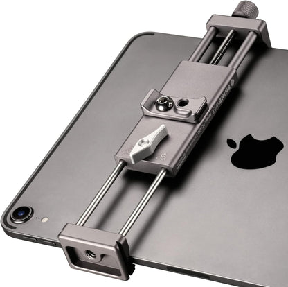 Full Metal Tablet Tripod Holder – Compatible with iPad mini, Air, Pro | 1/4" Screw & ARCA Dovetail Mounts | Universal Tablet Clamp Adapter